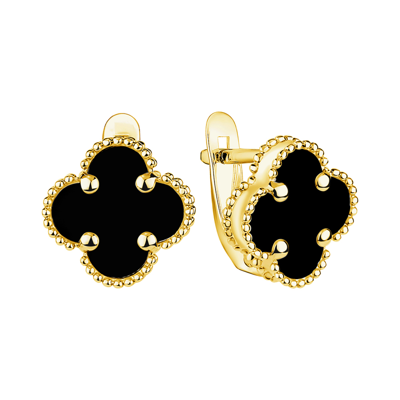 10-20-0800-11209 Серьги, чёрный оникс 0,00000 2,91г