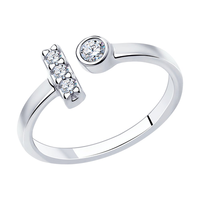 Кольцо 925 94013238 арт.94013238 3 Фианит бесцветный Круг 1,25 ; 1 Фианит бесцветный Круг 2 130 р