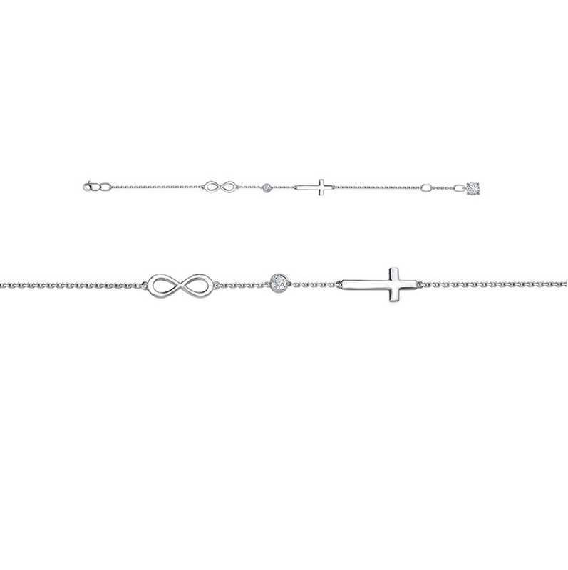 Браслет 585 7702916 арт.7702916 1 Фианит Кр 3,00 0,038;1 Фианит Кр 5,00 0,158; 17,5 р.