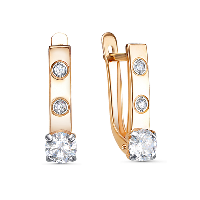 Серьги 585 1202605 арт.1202605 4 Фианит Кр 1,75  0,034;2 Фианит Кр 5,00 0,316;