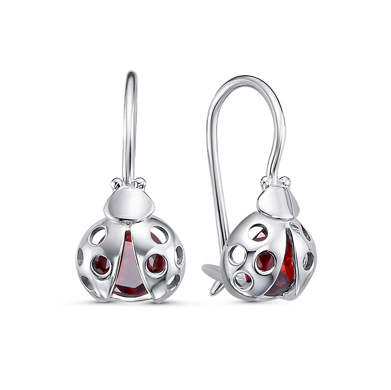 Серьги 925 с1202818 арт.с1202818 2 Фианит Кр 5,00  Garnet 13 0,3;