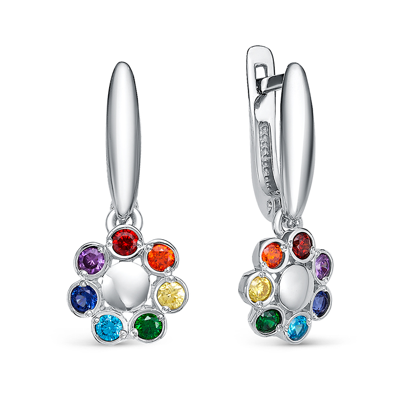 Серьги 925 с1202442 арт.с1202442 2 Фианит Кр 2,00  Sapphire blue 30 0,022;2 Фианит Кр 2,00  Aqua Blu